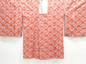 未使用品　絞り菱模様手織り紬道行コート